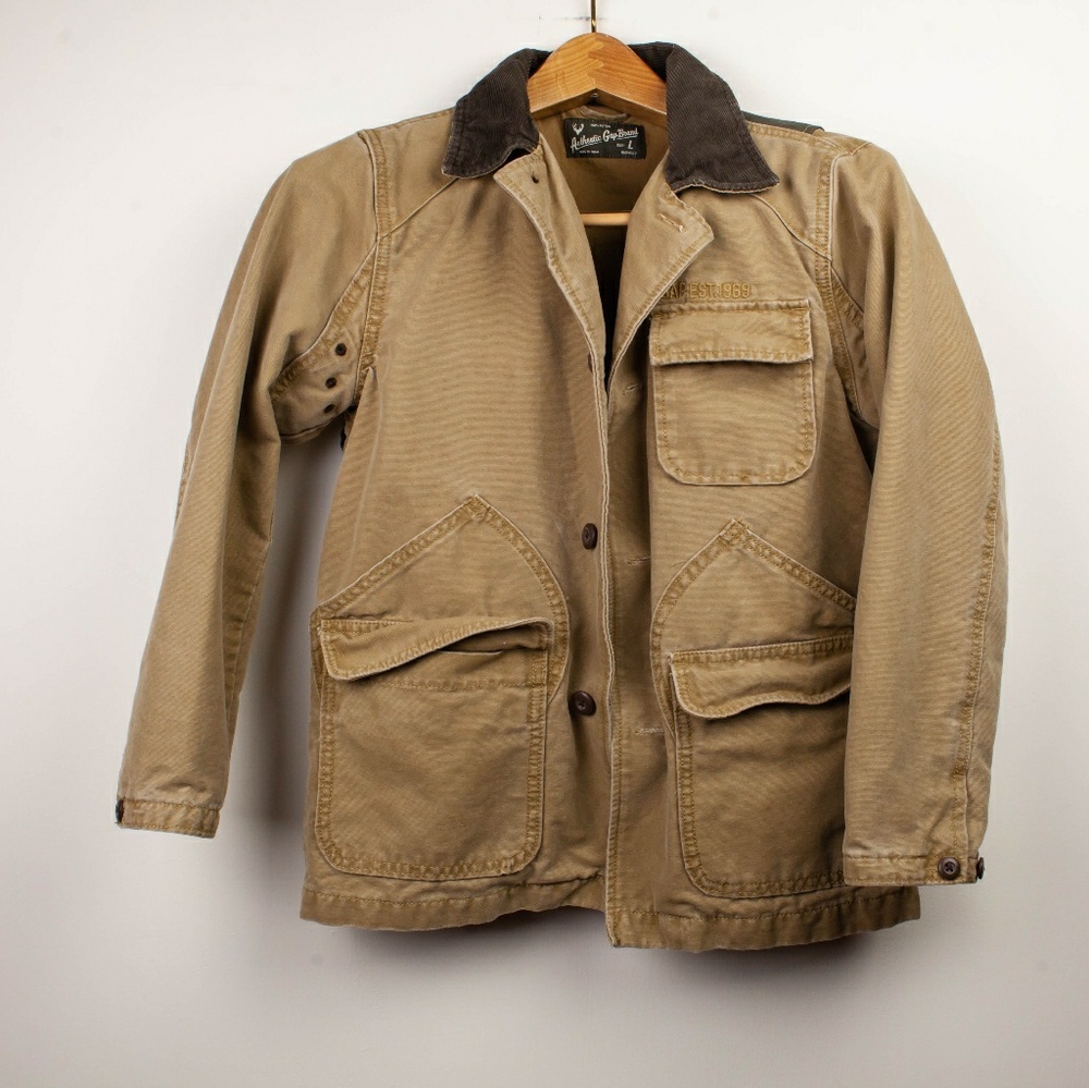 GAP Corduroy Collar Khaki Denim Jacket, size L